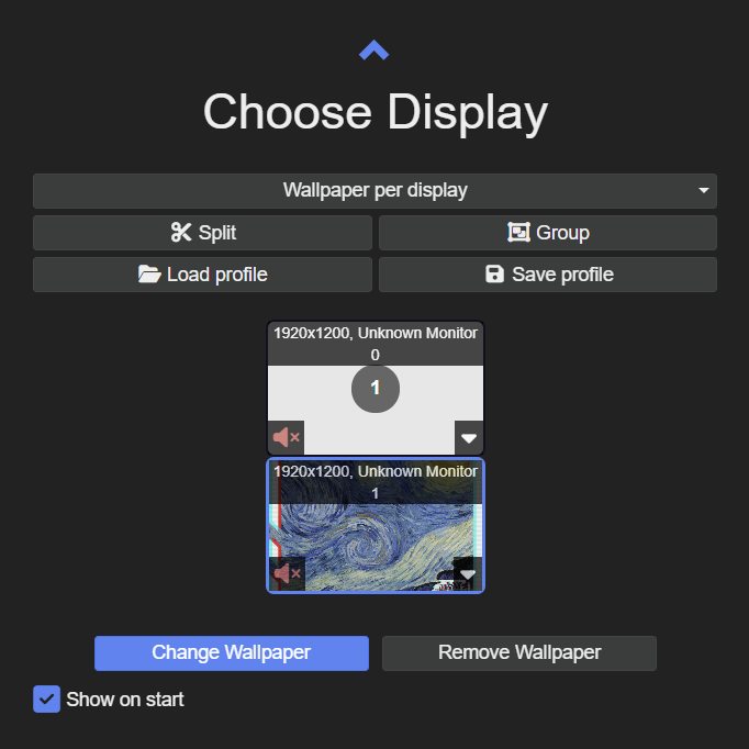 Telas no Wallpaper Engine com os ícones de alto-falante silenciados