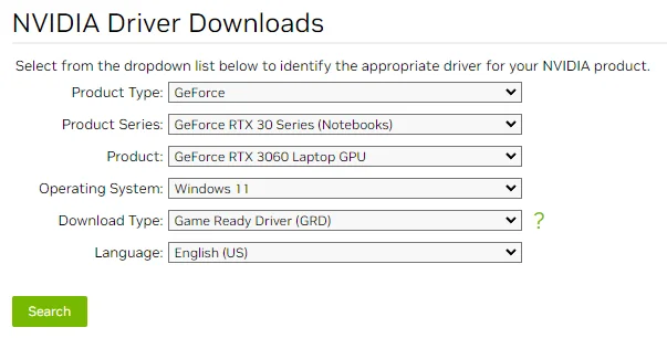 Official Nvidia graphics driver installer