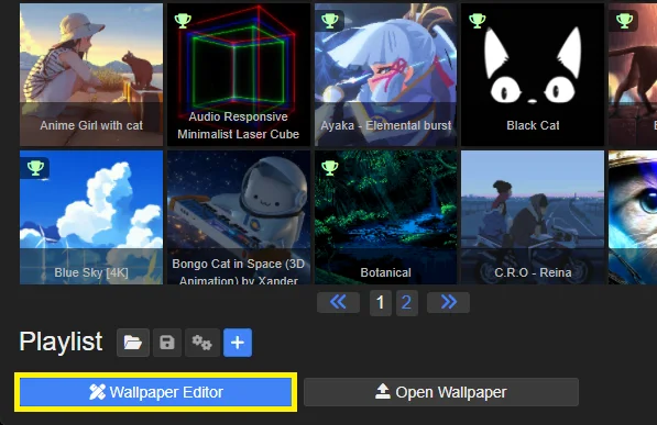 Wallpaper Editor project creation screen