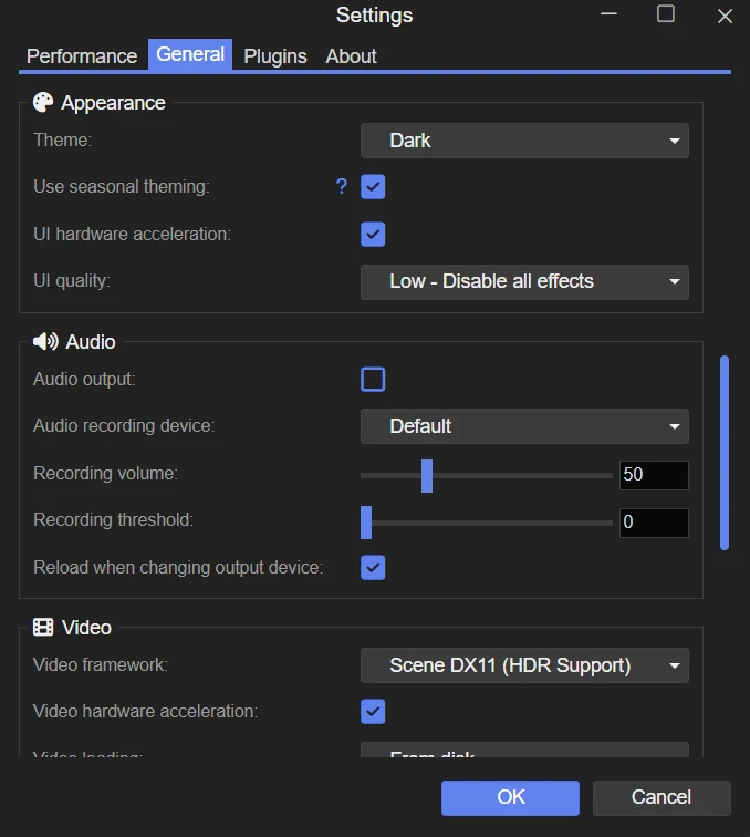 Configurações Gerais do Wallpaper Engine com Dispositivo de gravação de áudio e Volume de gravação