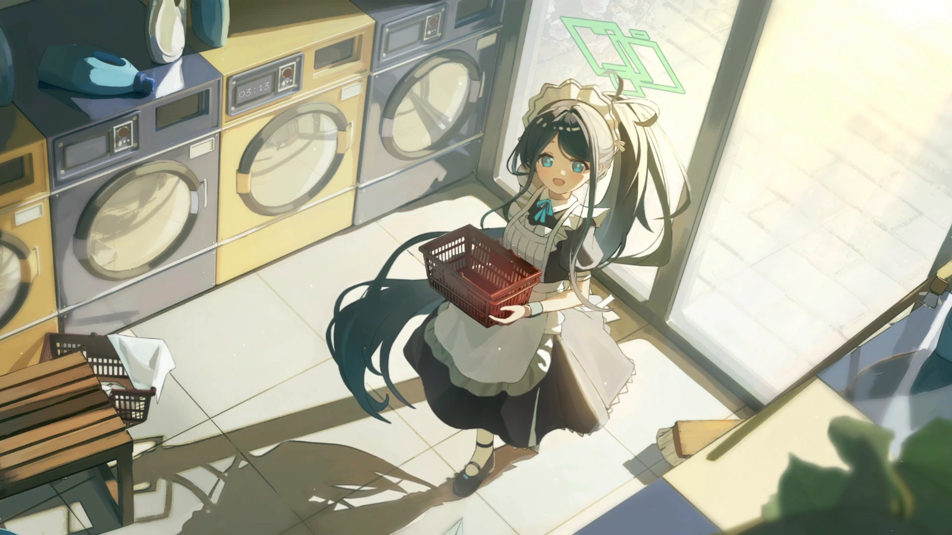 Aris at a Laundromat - Blue Archive
