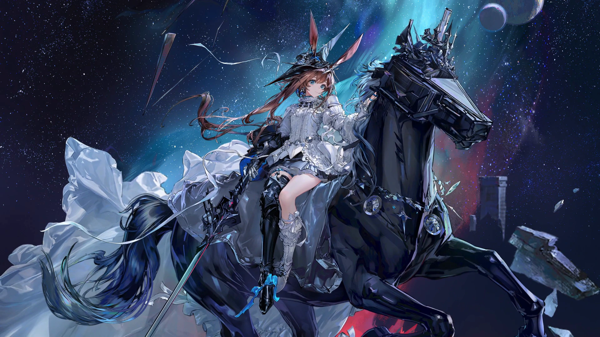 Arknights Horsewoman in Moonlit Ruins