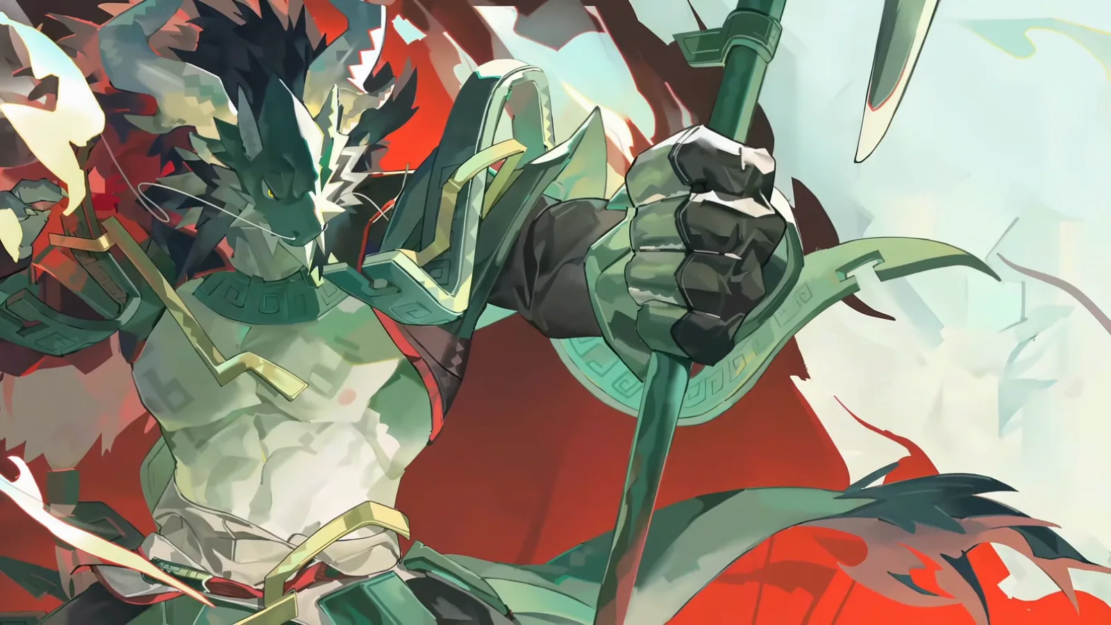 Armored Furry Guardian in Red and Green