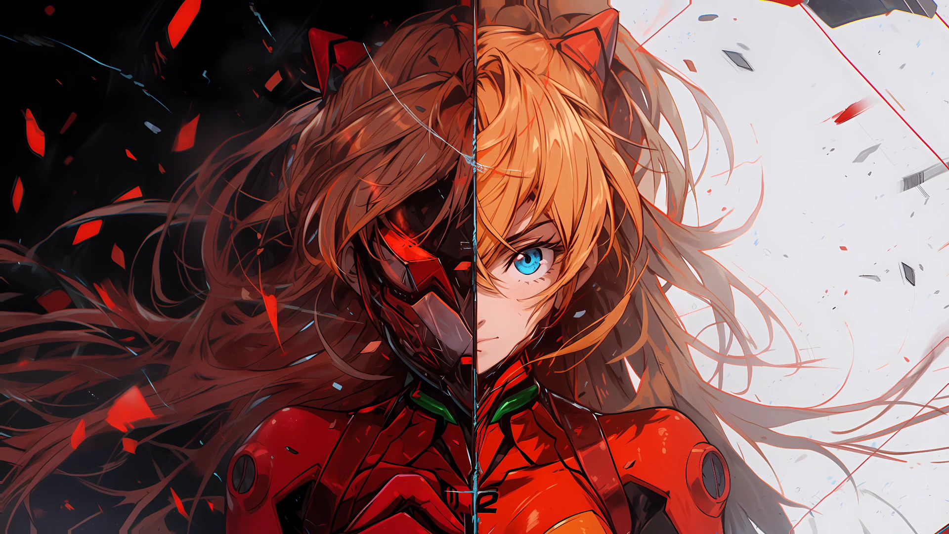Asuka Langley Split Portrait - Evangelion
