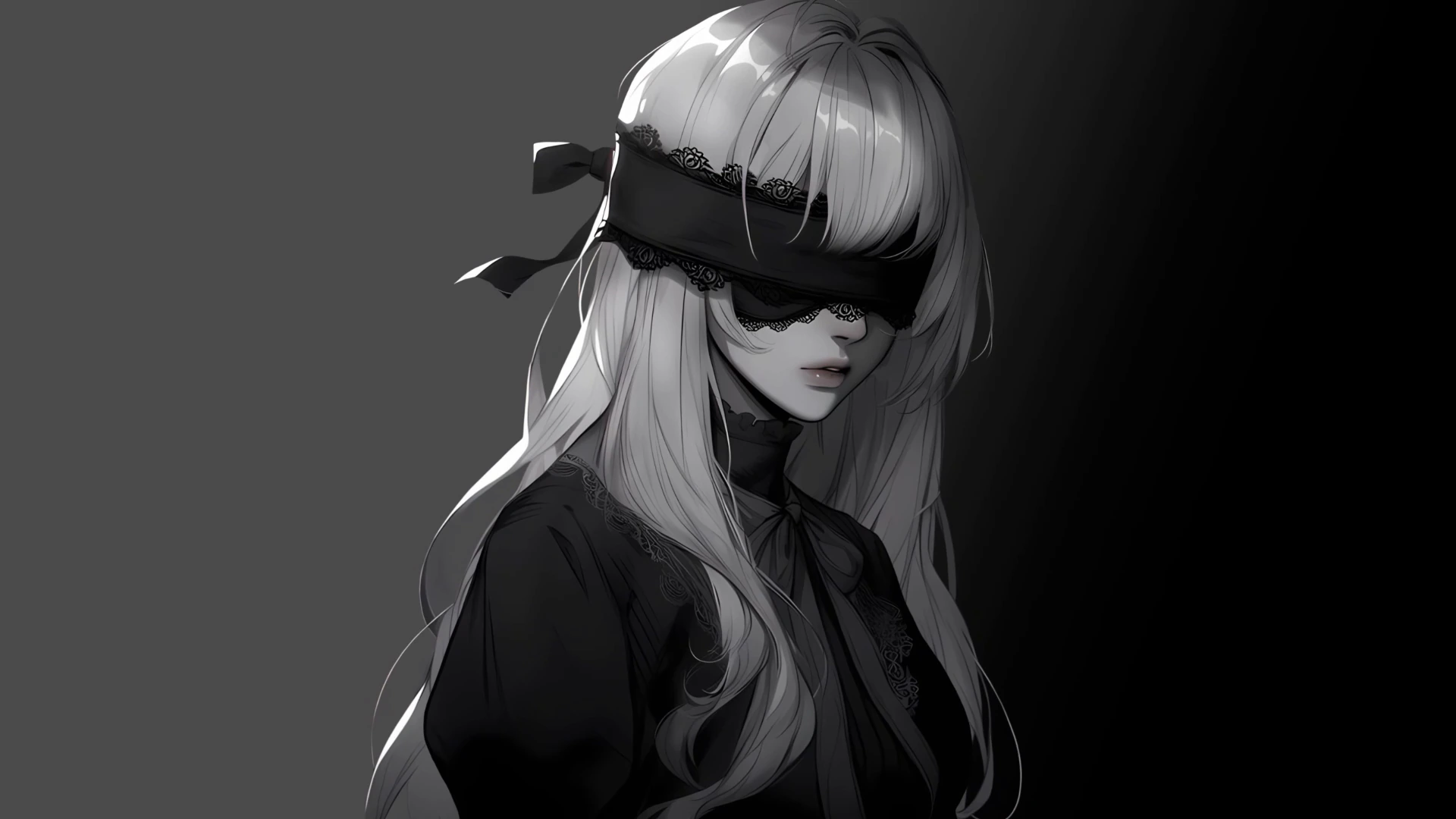 Blindfolded Girl in Monochrome