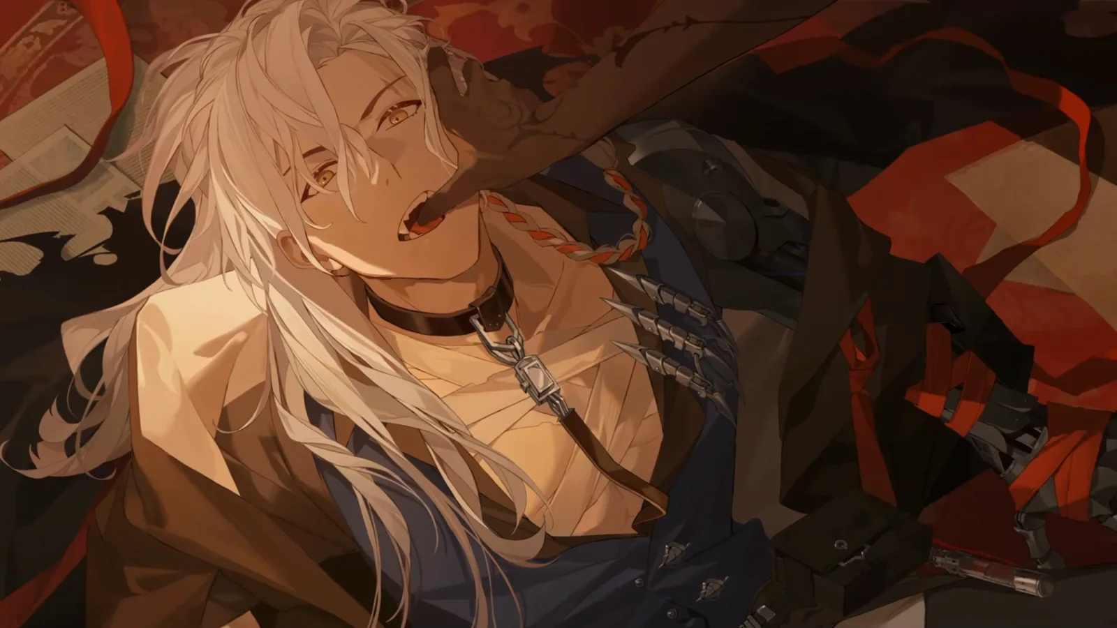 Blonde Anime Warrior at Night wallpaper preview