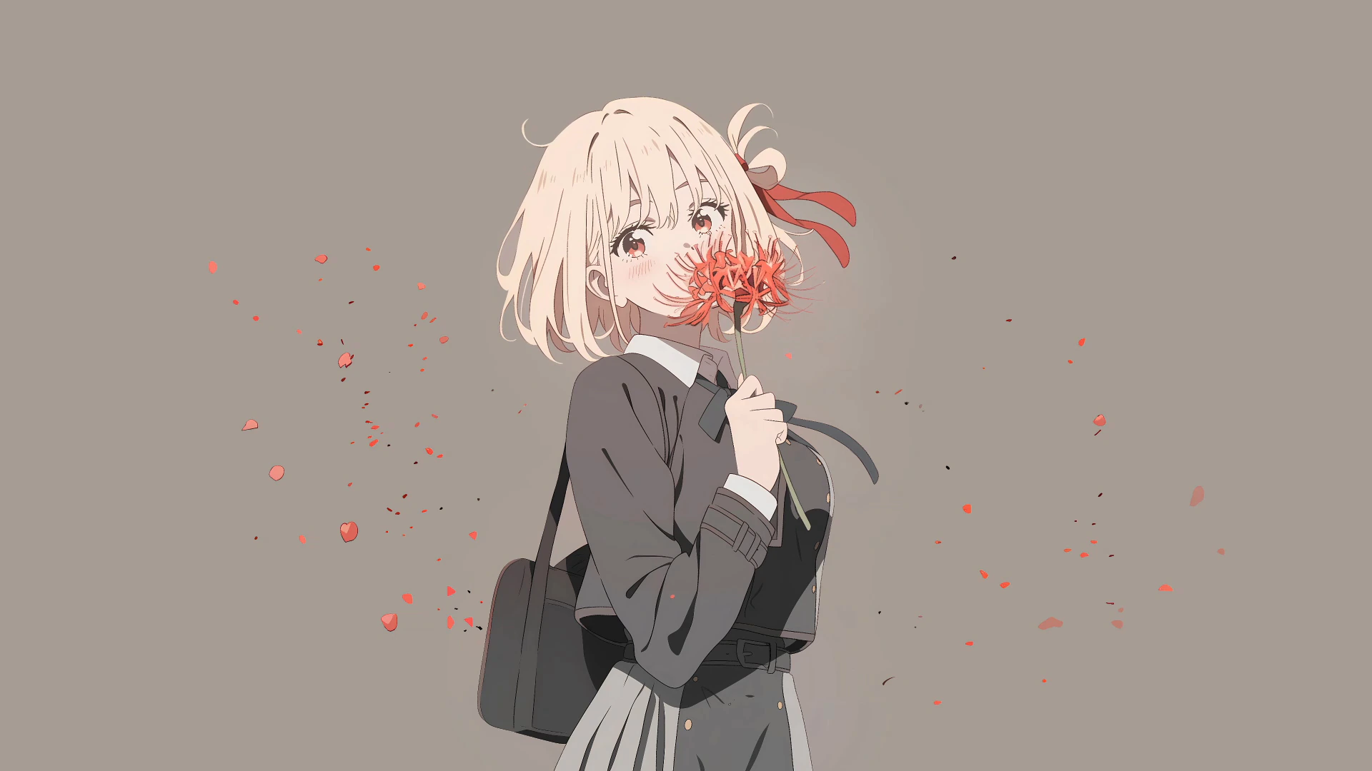Chisato with Red Flowers