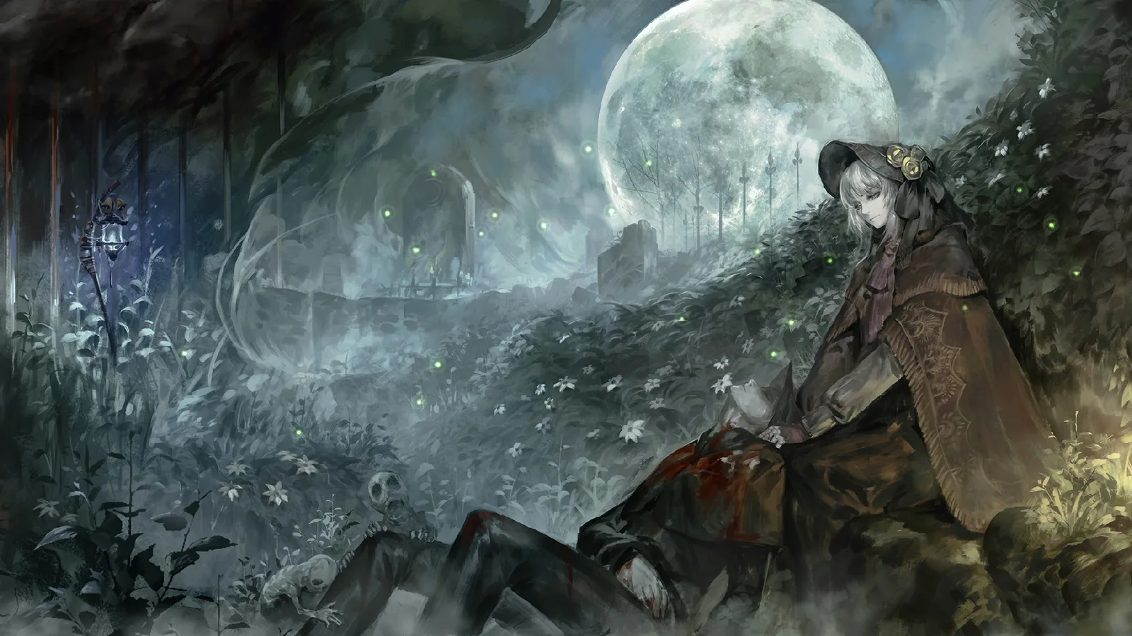 Bloodborne Hunter Under the Moon wallpaper preview