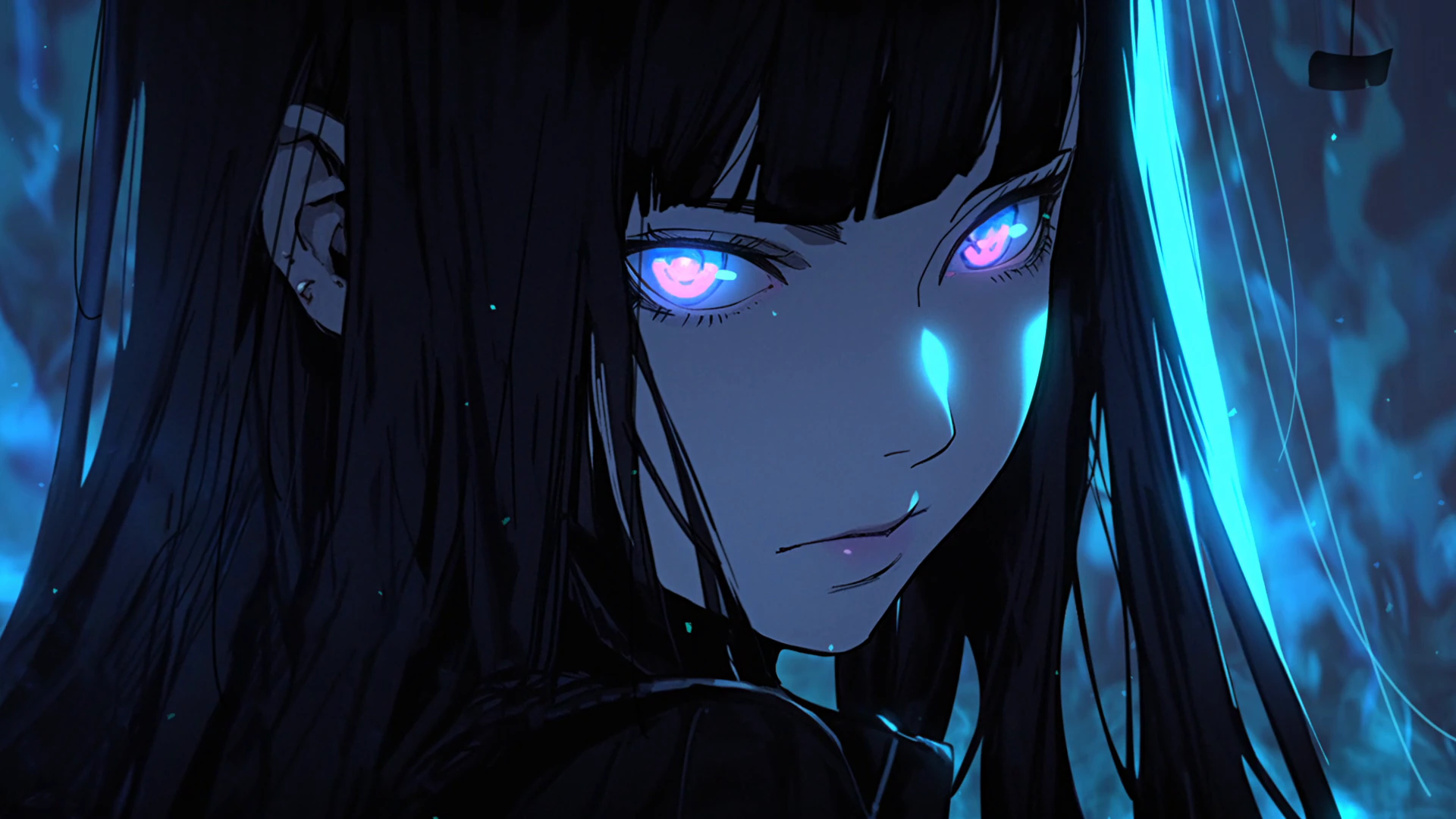 蓝色火焰动漫女孩