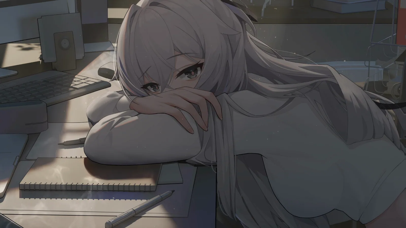 Bronya Working Late at a Desk - Honkai Impact 3rd