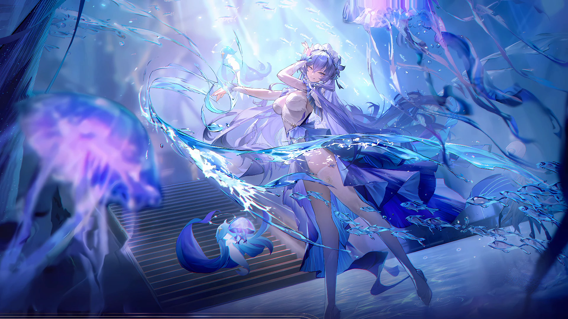 Cantarella Wielding Blue Water Magic - Wuthering Waves