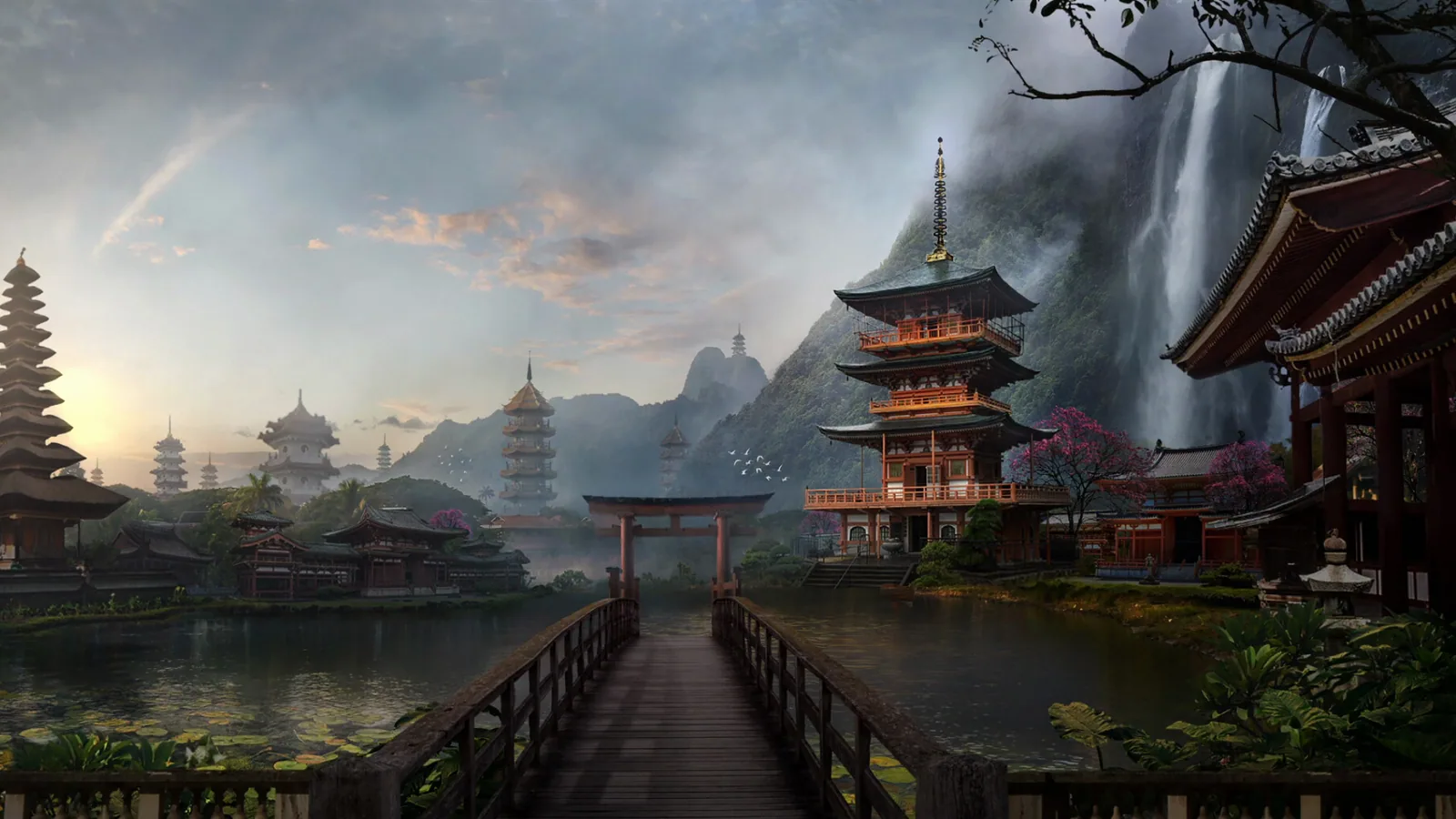Chinese Temple Landscape