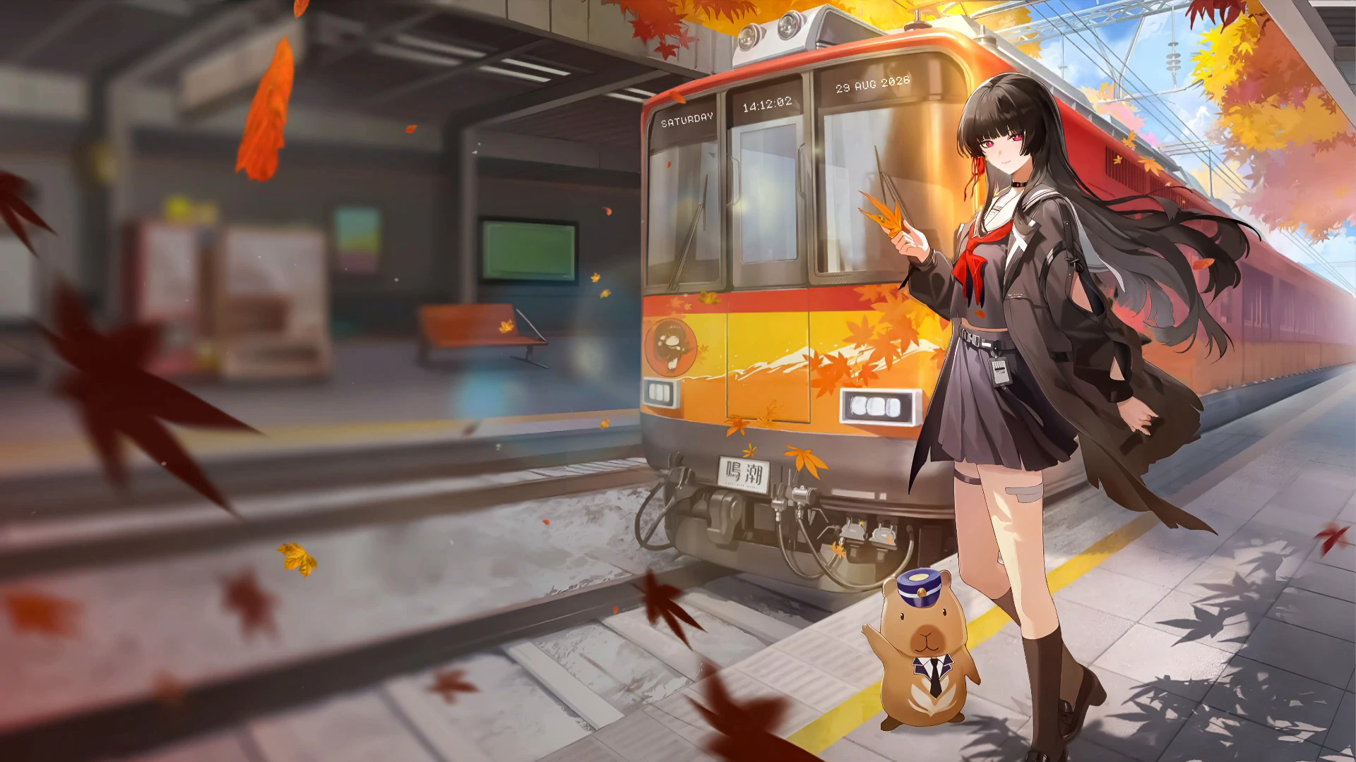 Chisa at an Autumn Train Stop - Wuthering Waves