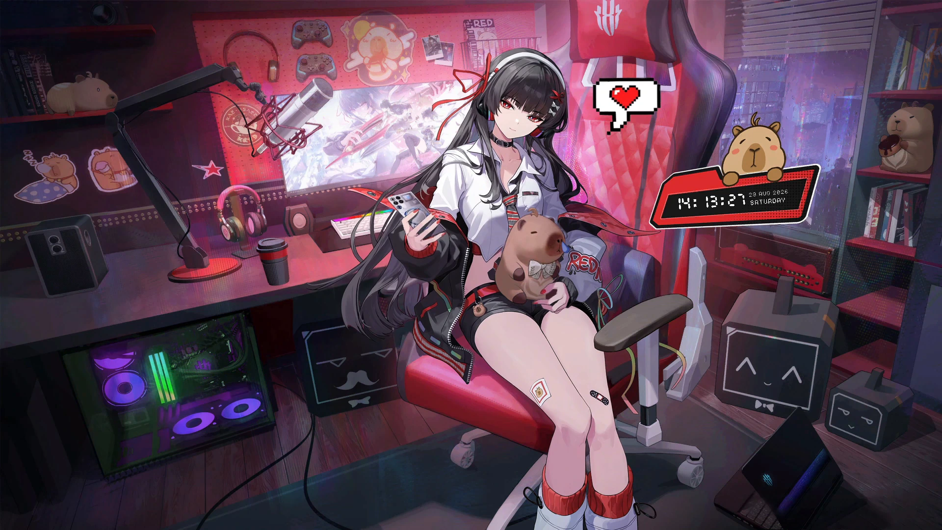 Chisa in a Redmagic Gaming Room - Wuthering Waves