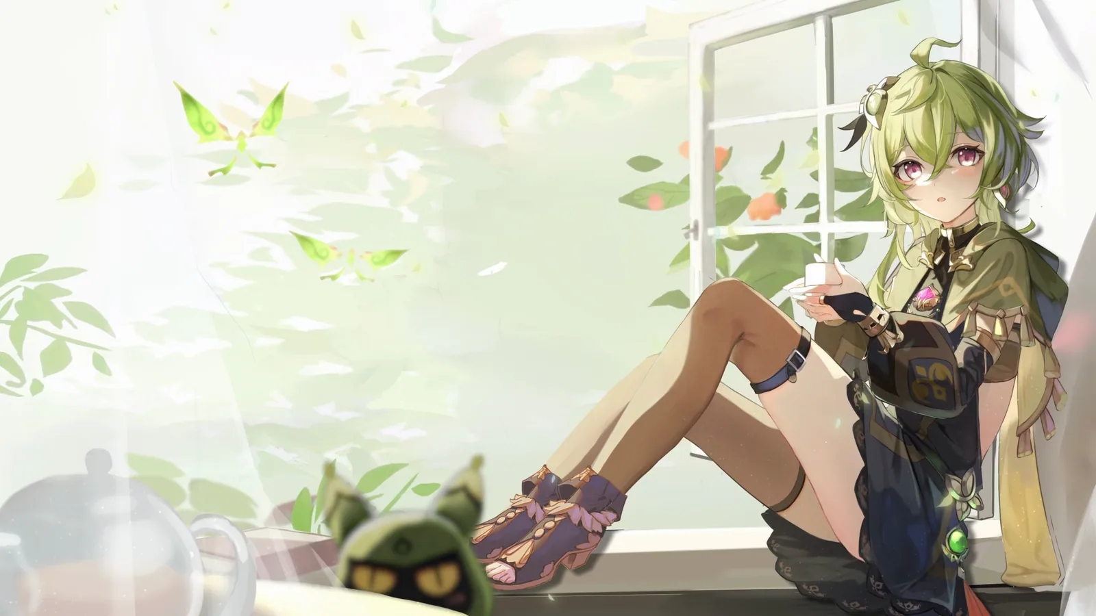 Collei in a White Leafy Scene - Genshin Impact