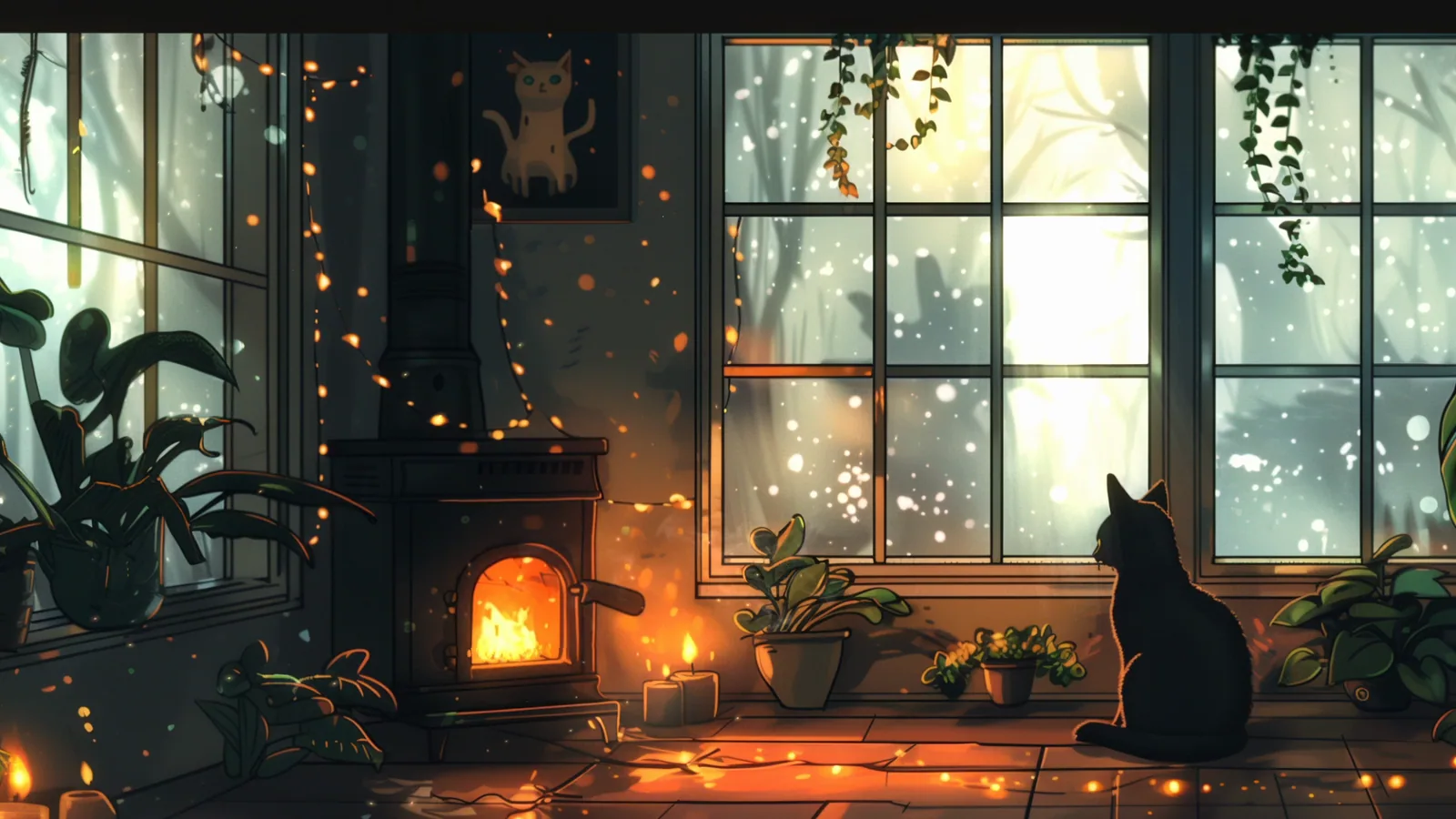 Cozy Cat Room for Dual Monitors wallpaper preview