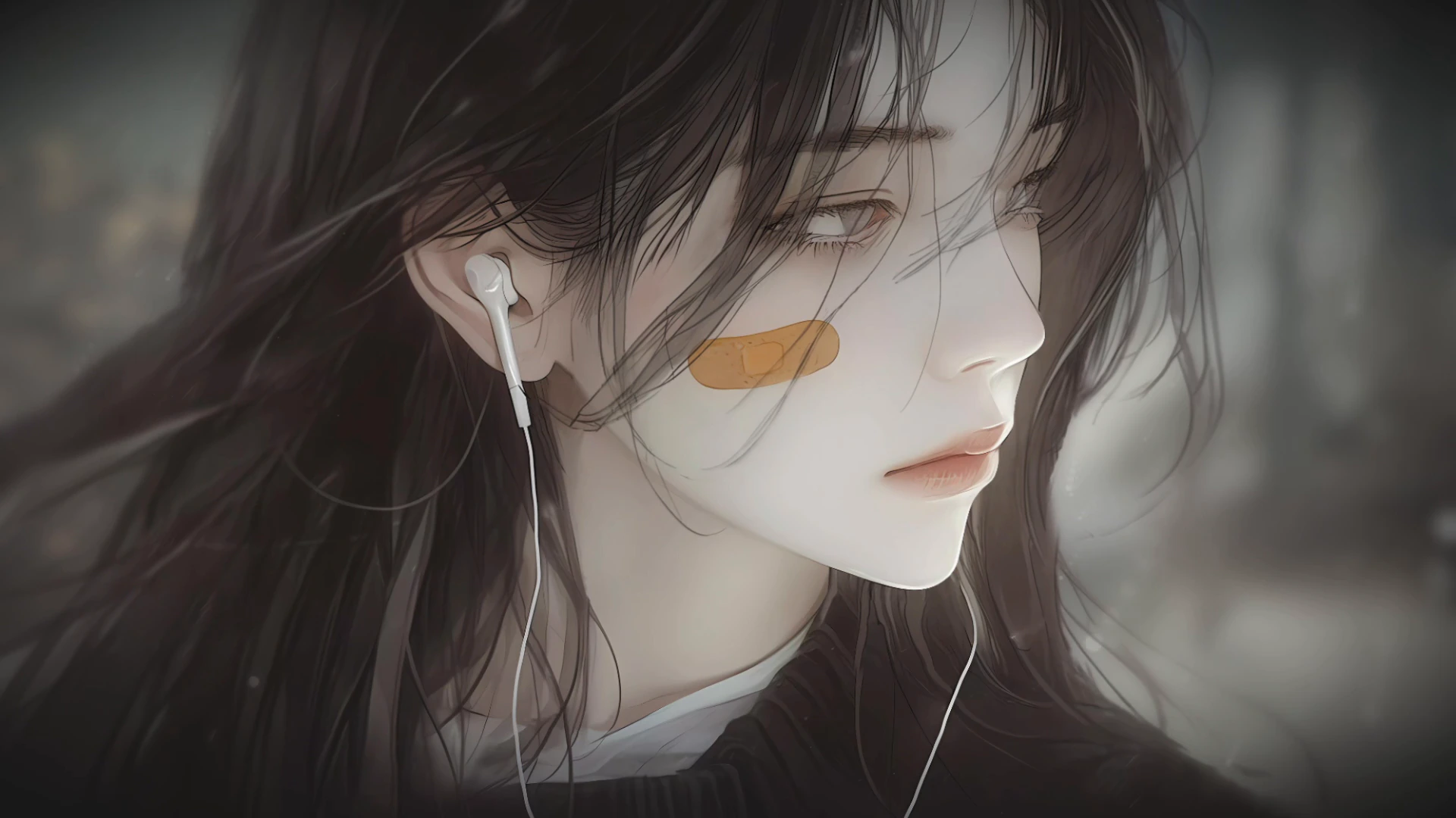 Dark-Haired Woman with Headphones