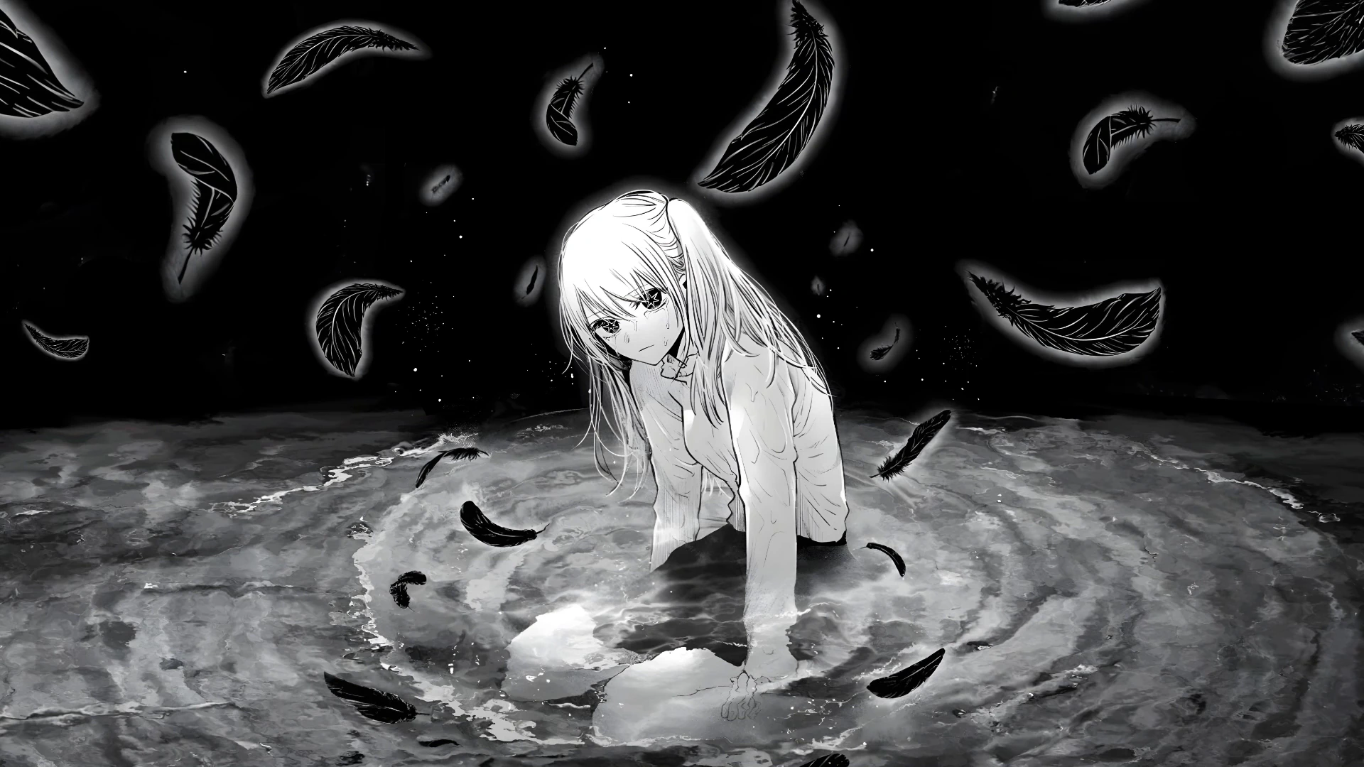 黑色羽毛中的 Ruby Hoshino - Oshi no Ko
