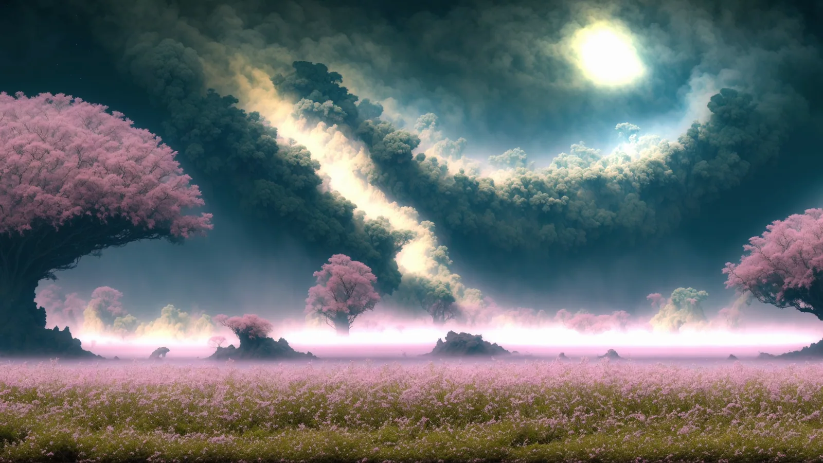 Dream Space with Pink Trees wallpaper preview