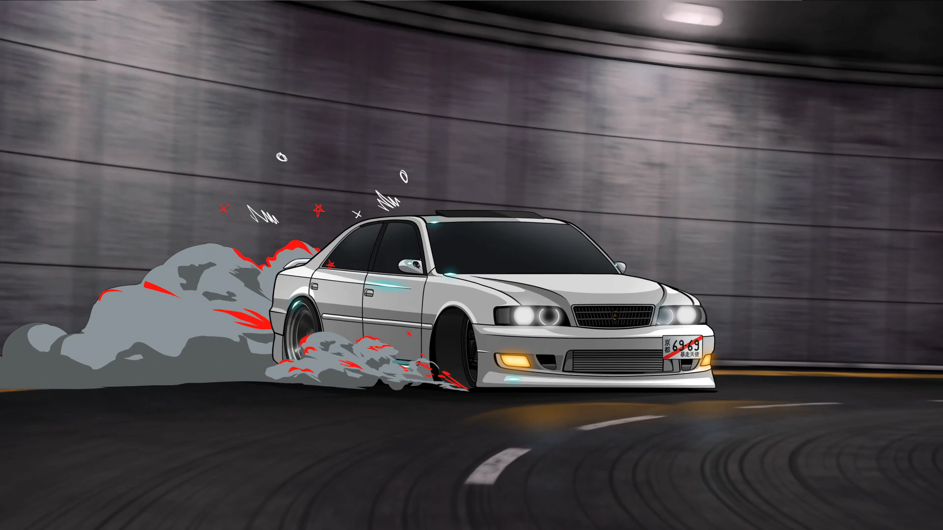 Drifting Toyota Chaser in a Tunnel