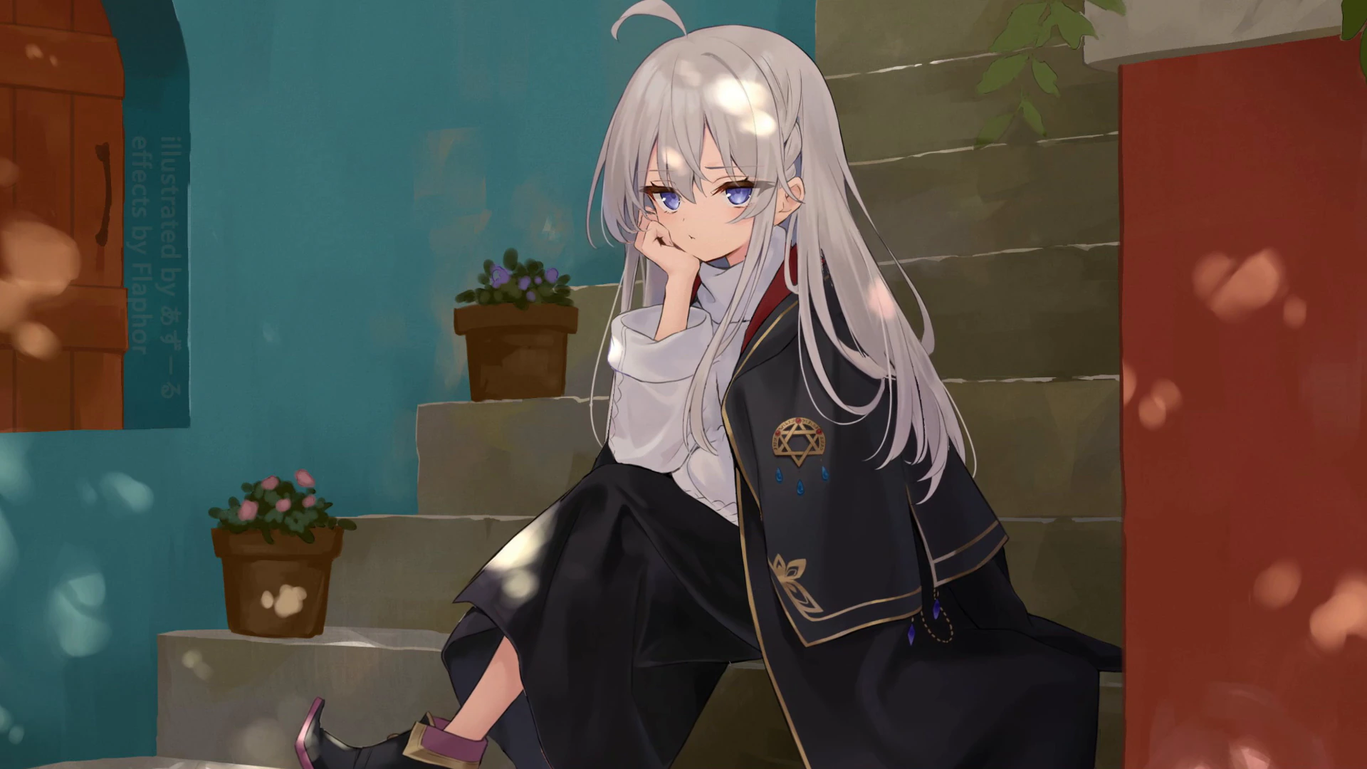 Elaina on Flower-Covered Steps - Wandering Witch