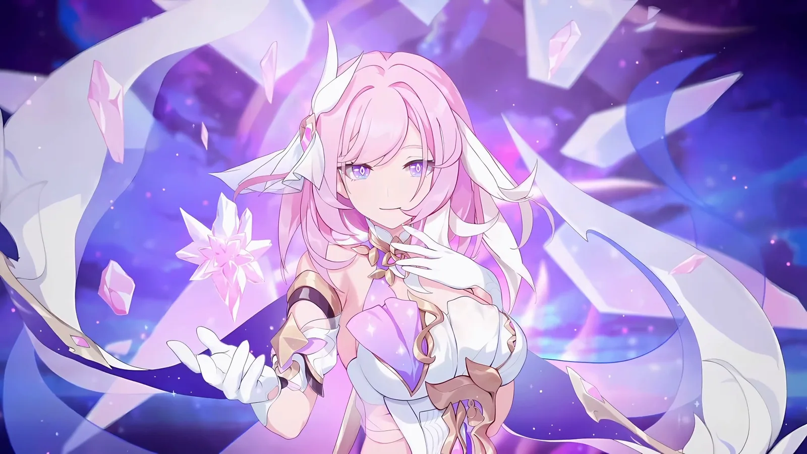 Elysia in a Crystal Violet Portrait - Honkai Impact 3rd