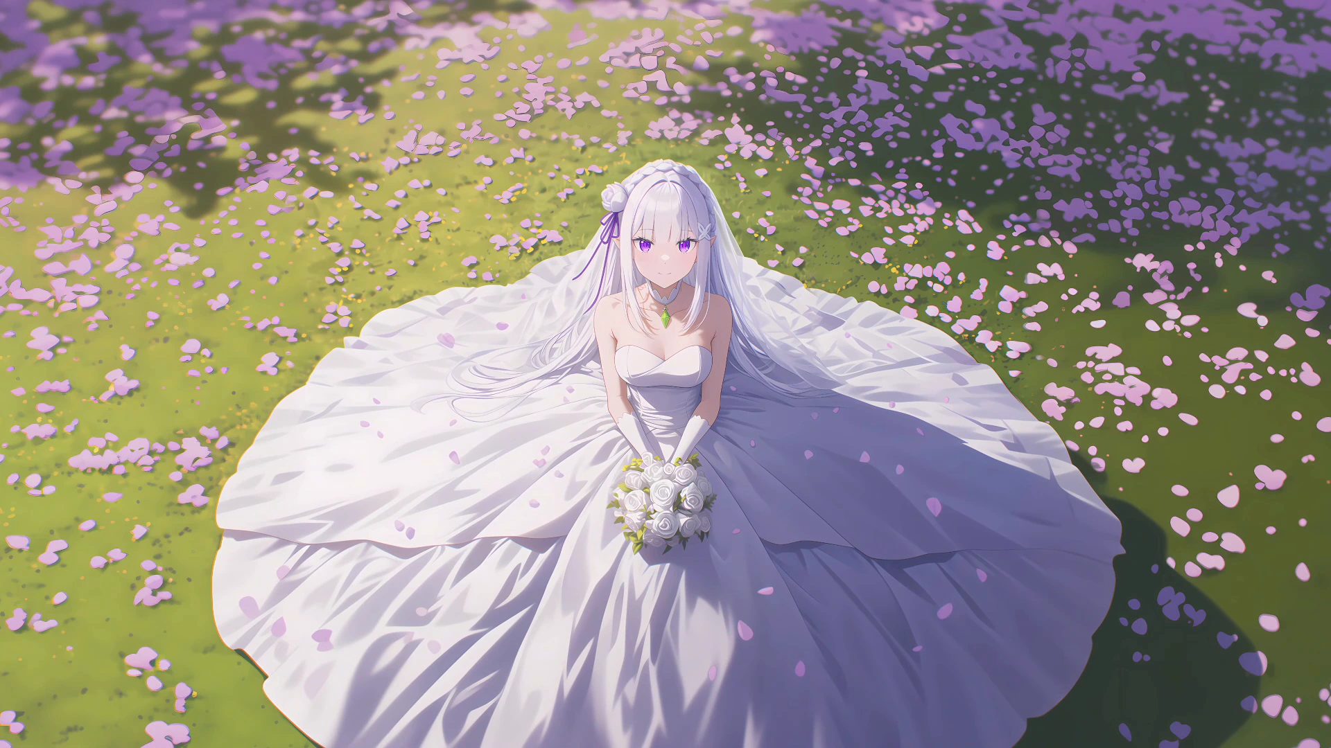 Emilia in a Flower Field - Re:Zero