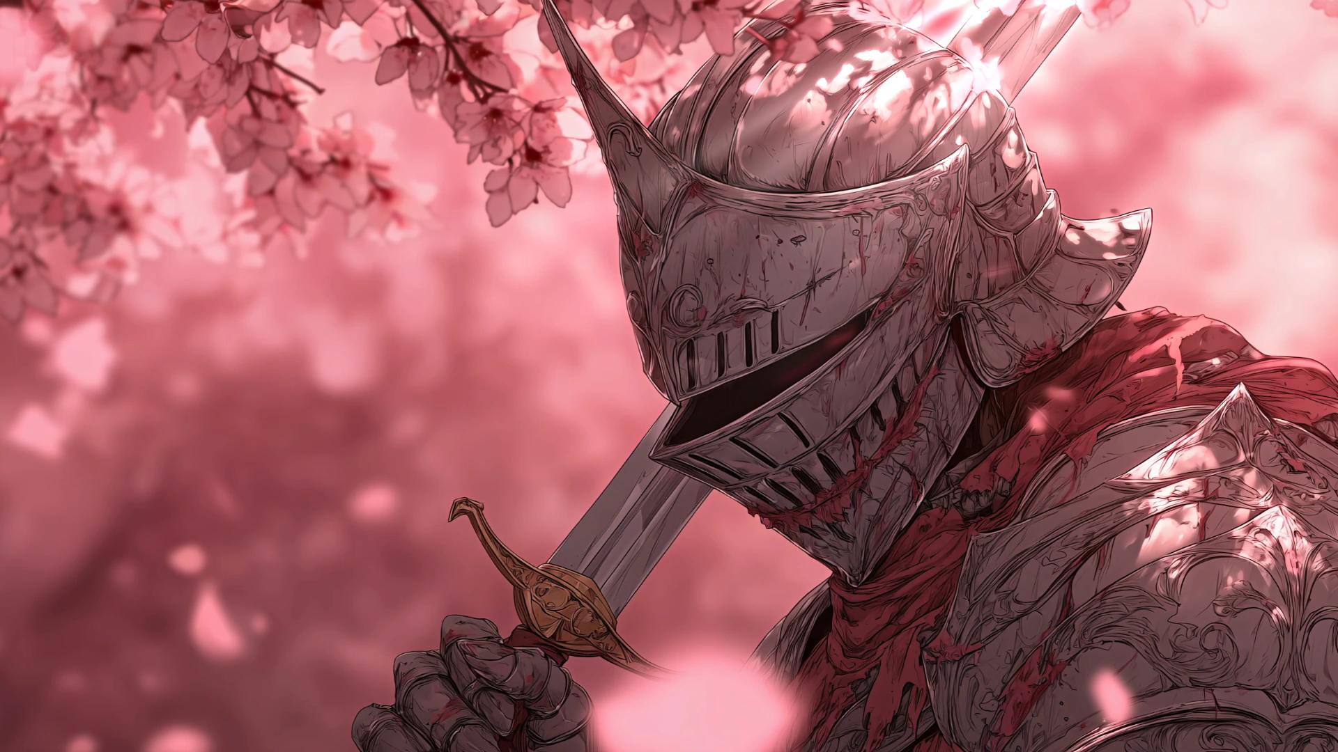 Flower Knight in Pink Blossoms