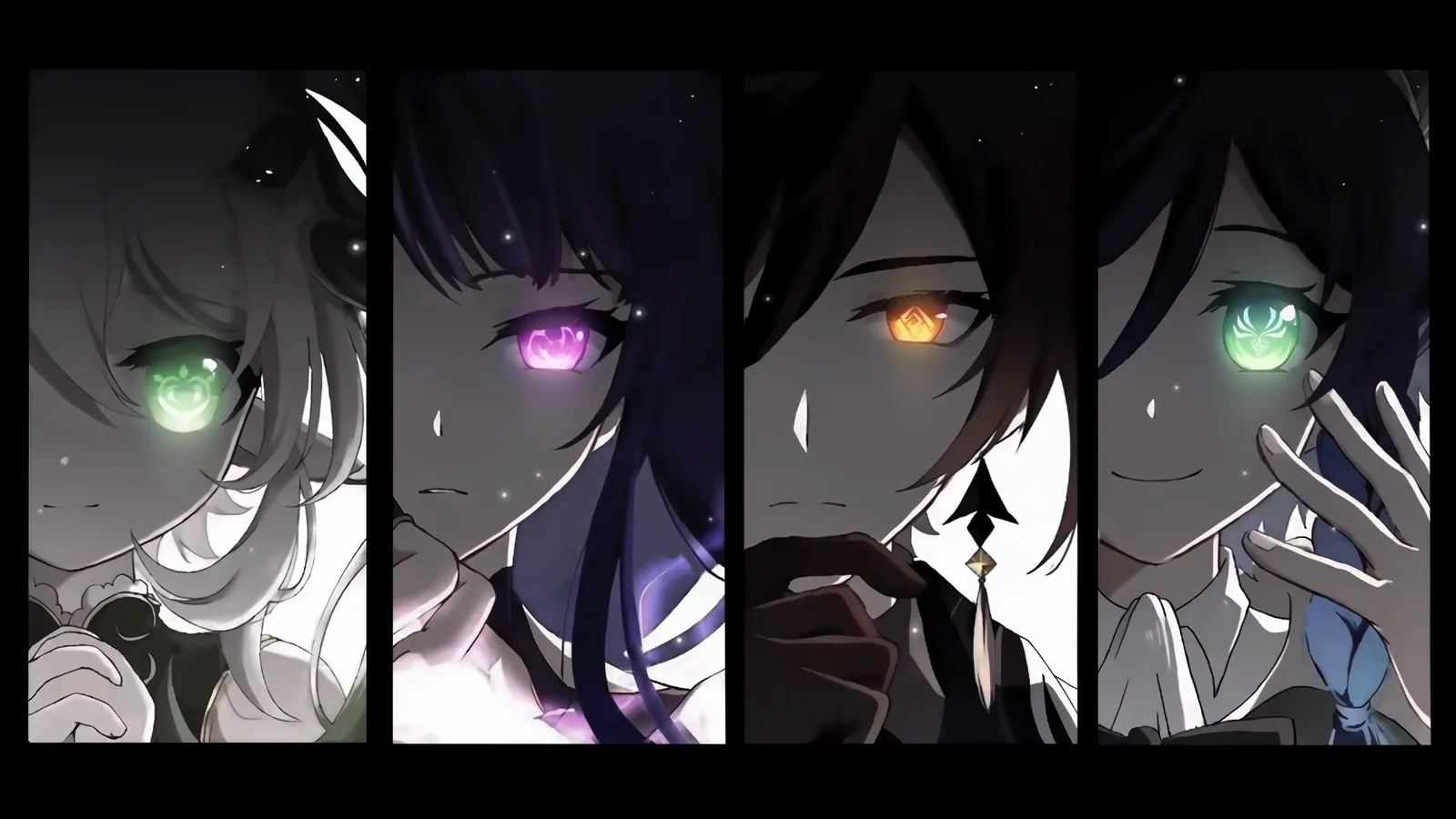 Four Archons in a Split Portrait - Genshin Impact