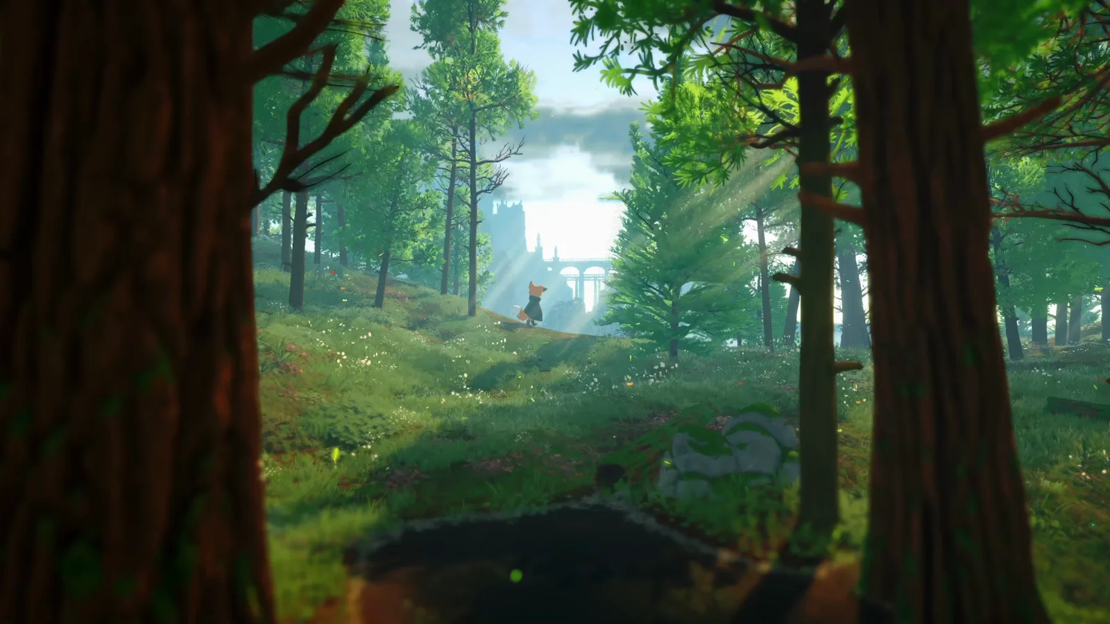 Fox in a Sunlit Forest wallpaper preview