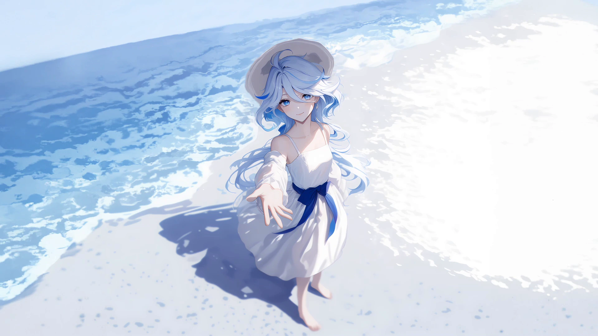 Furina on a Sunny Beach - Genshin Impact