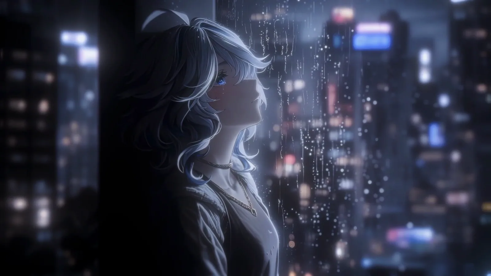 Furina Walking Through a Rainy City - Genshin Impact