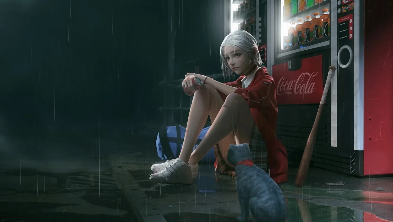 Girl near vending machine