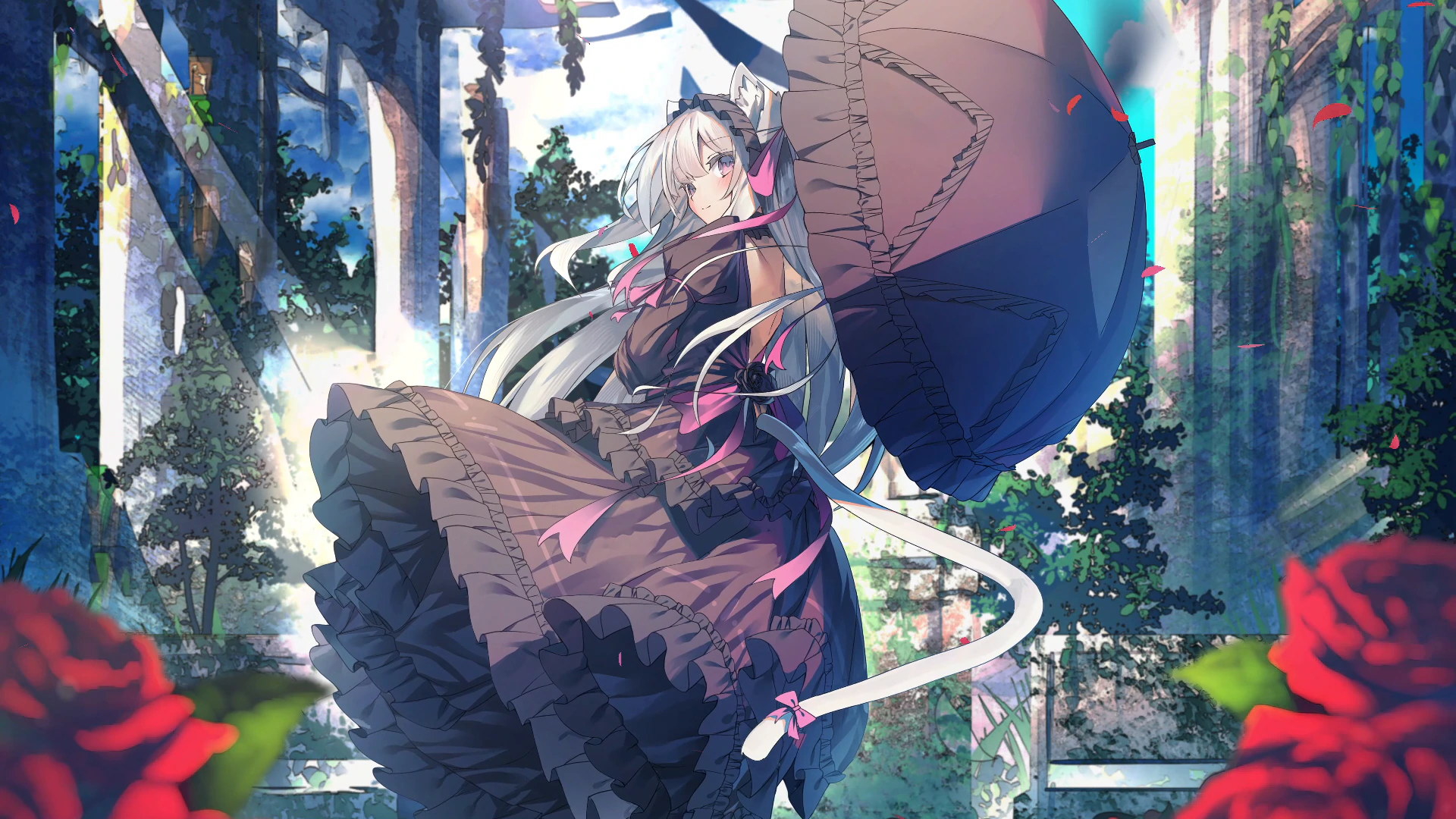 Glass-Winged Girl in a Rose Garden