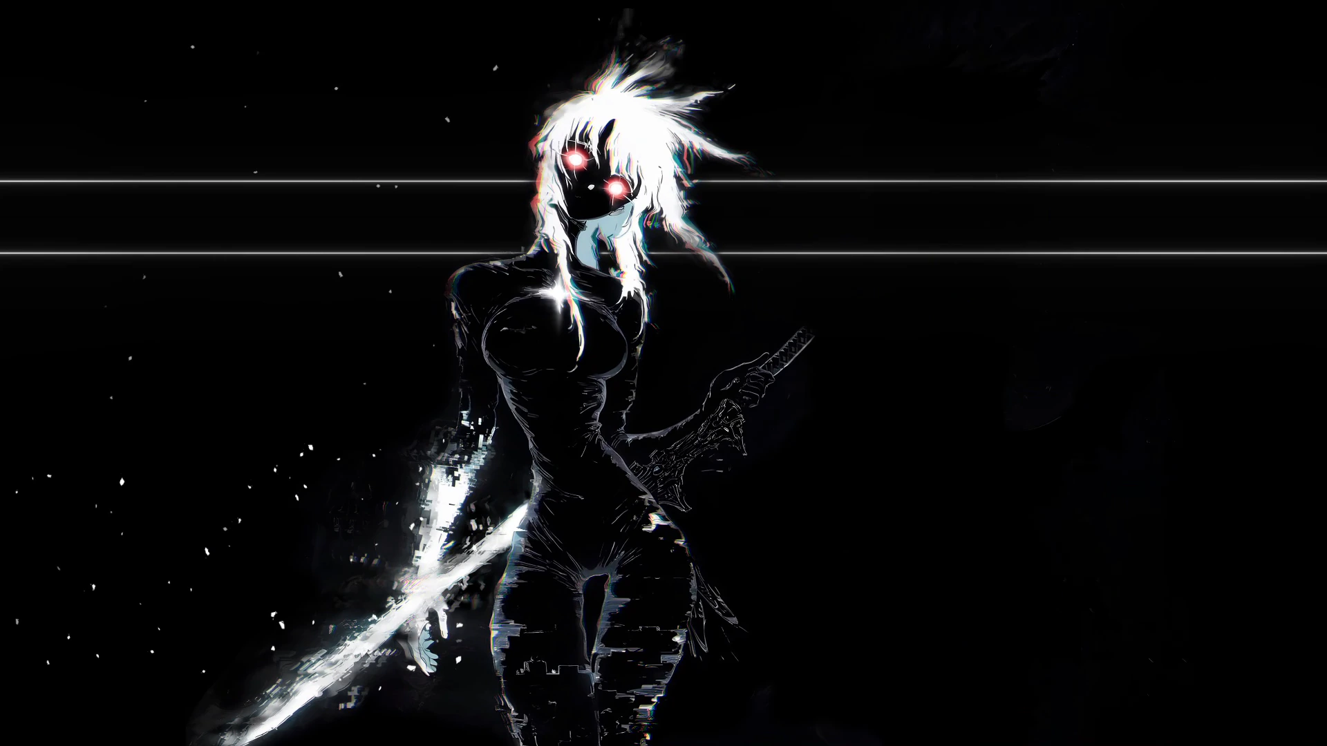 Glitch Girl in Black and White