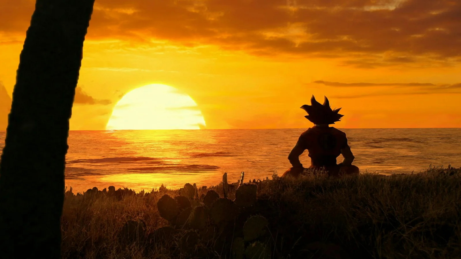 Goku Watching an Ocean Sunset wallpaper preview