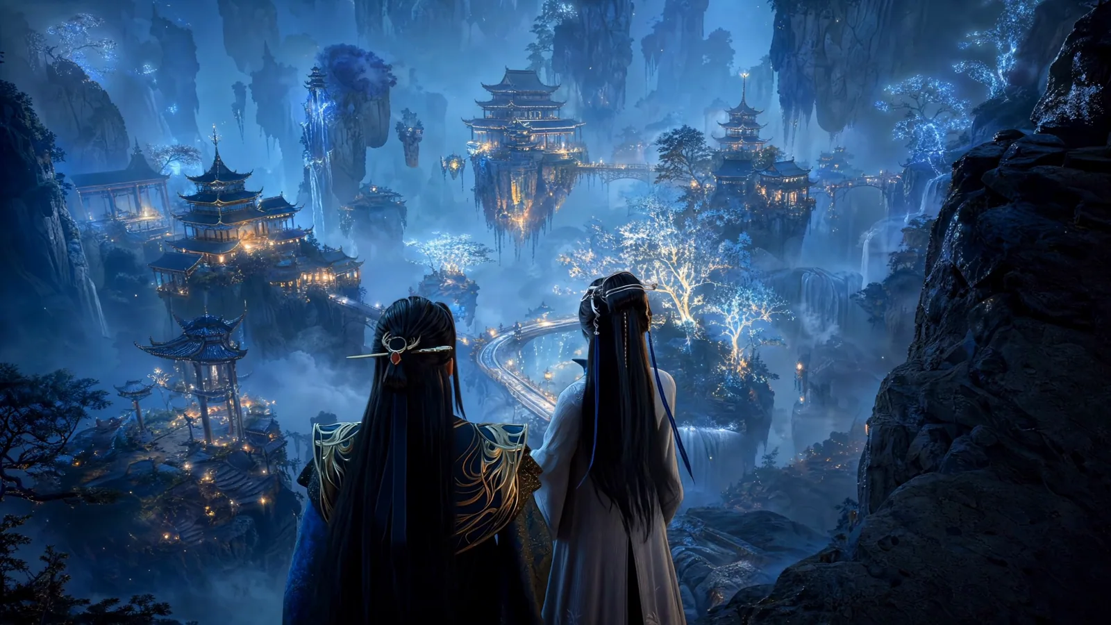 Han Li and Nangong Wan Above the Celestial City
