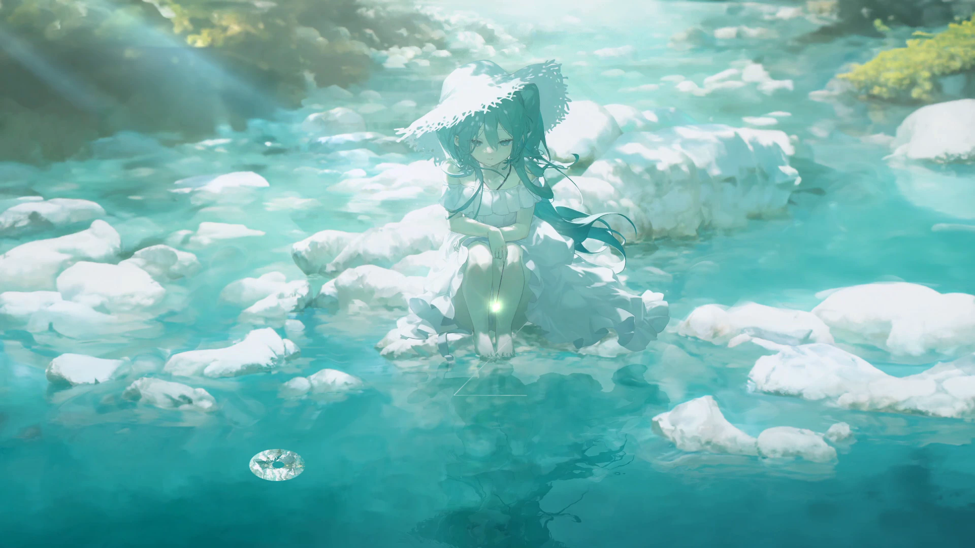 Hatsune Miku Fallen in Turquoise Water