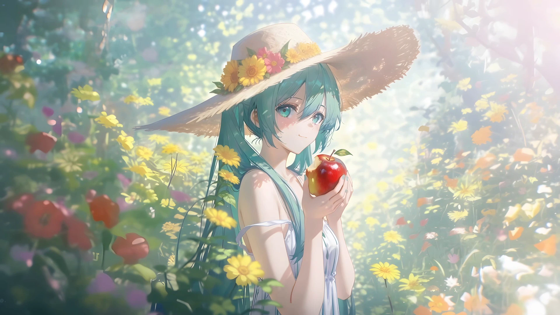Hatsune Miku in a Summer Flower Field