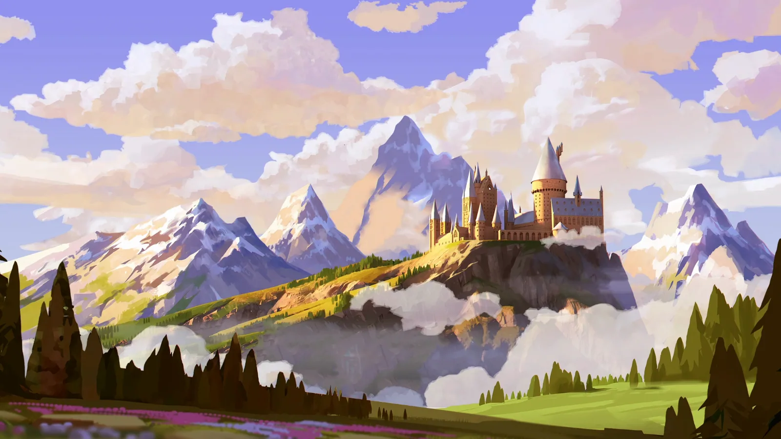 Hogwarts Castle Mountain LoFi wallpaper preview