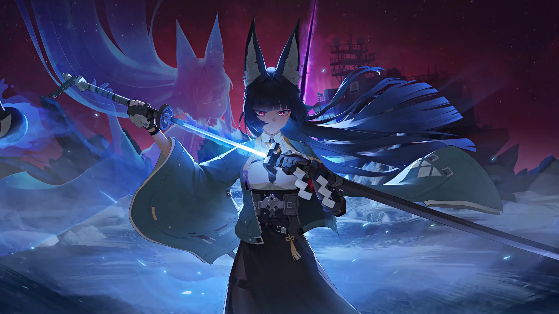 Hoshimi Miyabi with a Blue Katana - Zenless Zone Zero