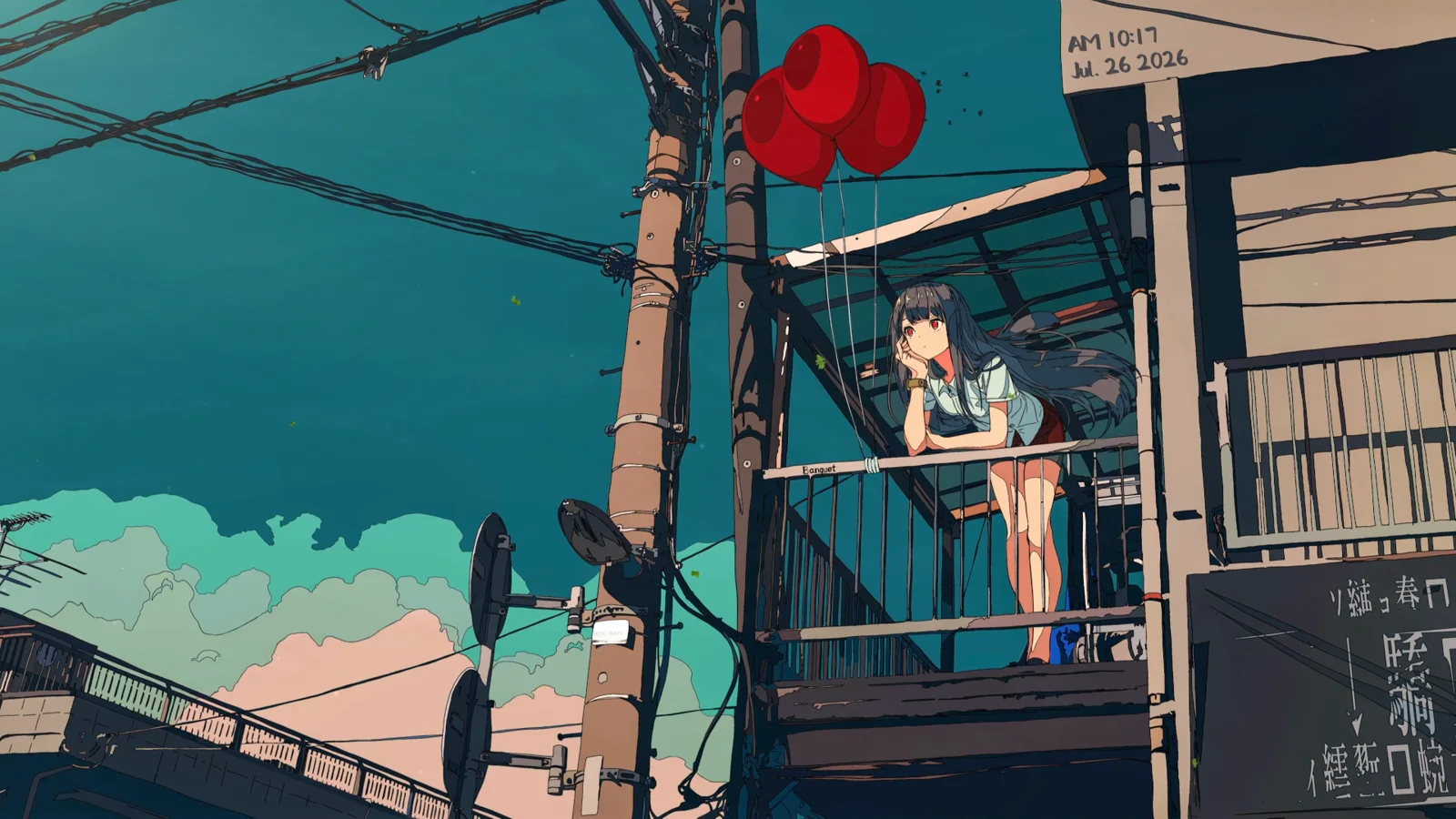 Hyuga's Ghost Anime Rooftop wallpaper preview