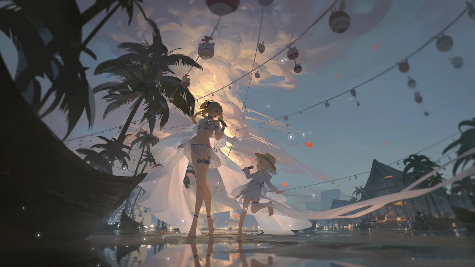 Jean and Klee on a Tropical Shore - Genshin Impact