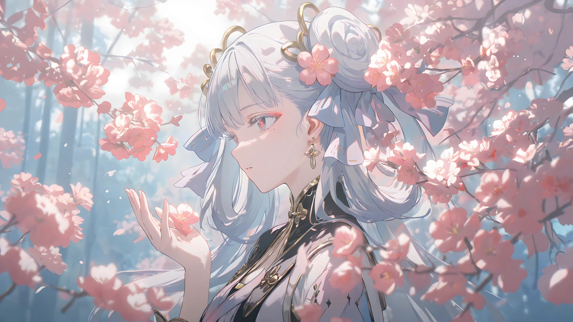 Jinhsi Among Pink Blossoms - Wuthering Waves
