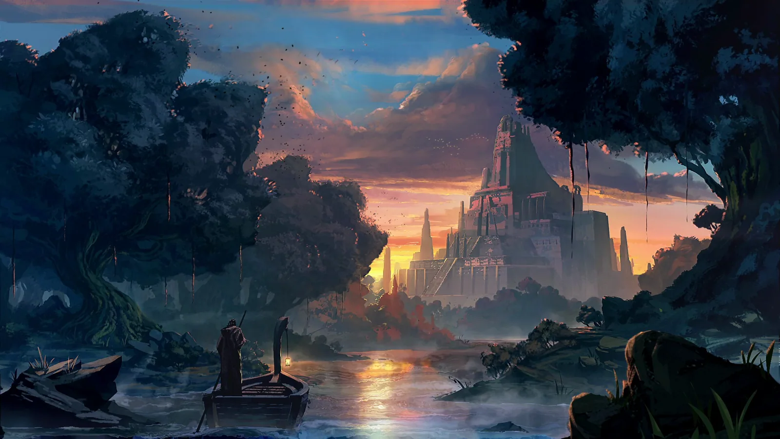 Jungle Temple at Sunset