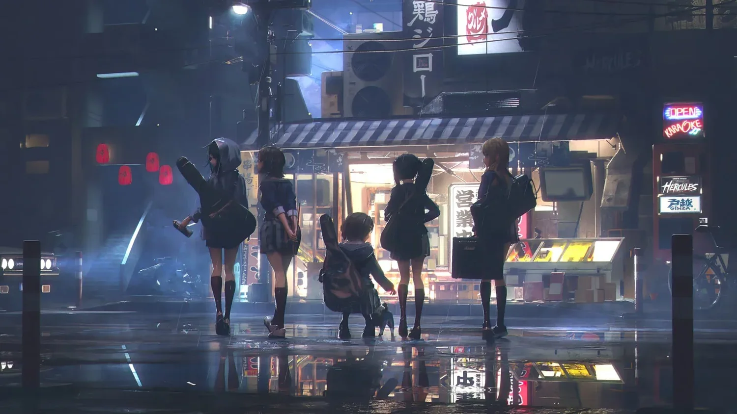 K-ON Anime City Night wallpaper preview
