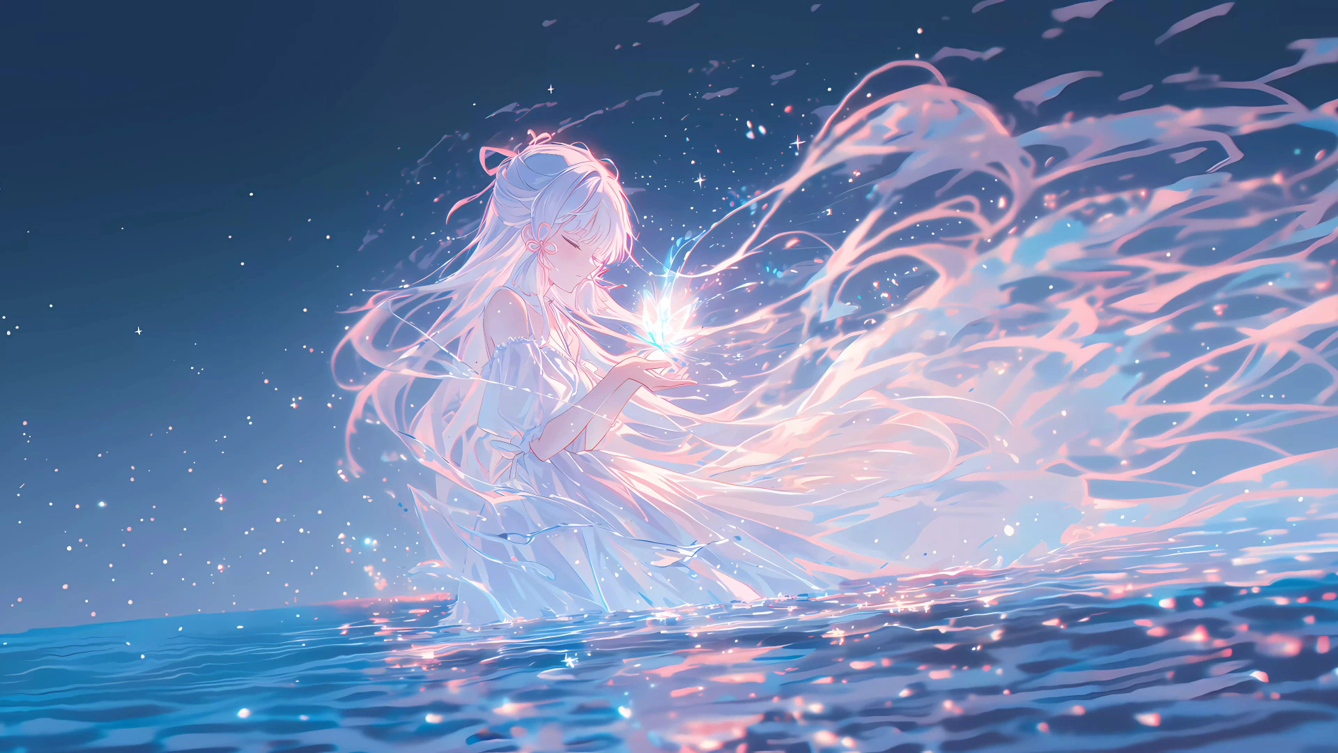 Kamisato Ayaka above a Pastel Sea - Genshin Impact