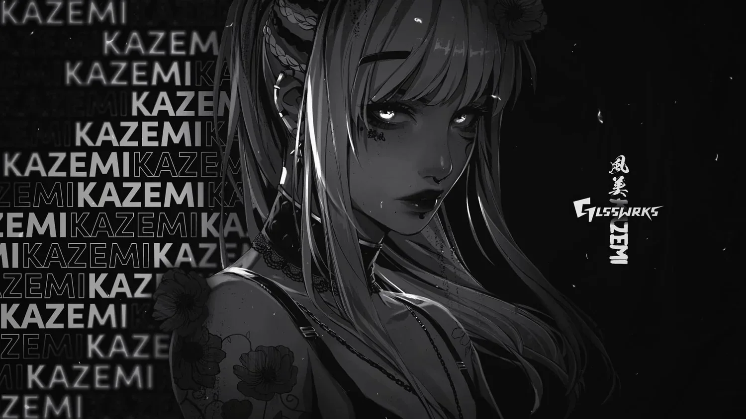 Kazemi Flowers | Black wallpaper preview