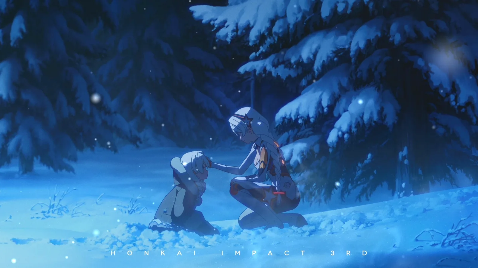 Kiana in a Snowy Blue Forest - Honkai Impact 3rd