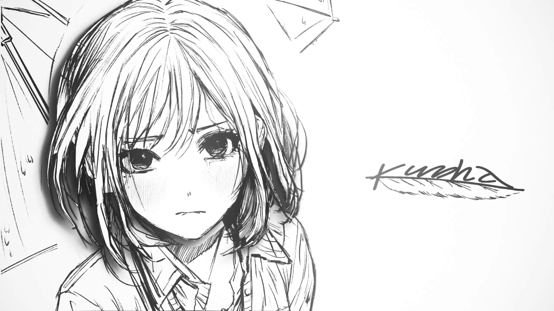 Kuroha Black-and-White Manga Portrait